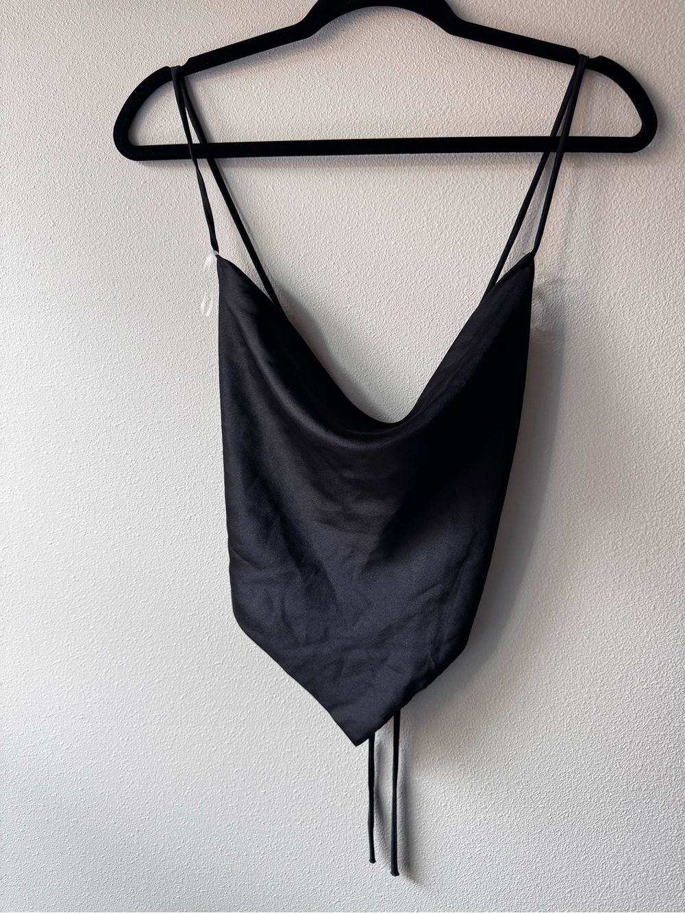 Amable Sleek Black Satin Cowl Neck Women’s Top